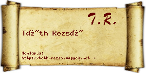 Tóth Rezső névjegykártya